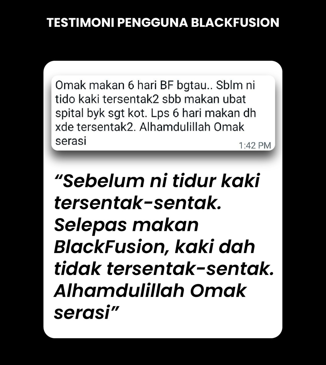 Testimoni BlackFusion 01 — Perkongsian pengguna tentang pengalaman selepas 6 hari